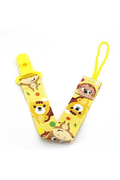 sallma Chain/cord for pacifier or toy with clip, yellow animal print