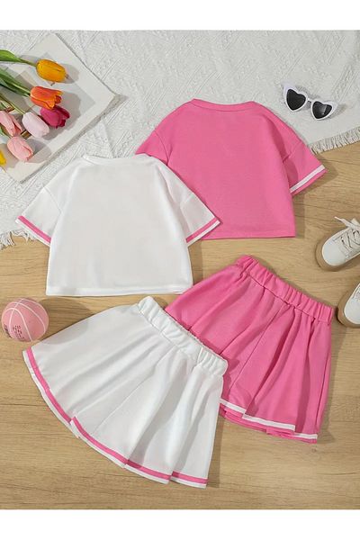 npLStore Girl's New York 28 Printed Crop T-Shirt - Skirt 2-Piece Set