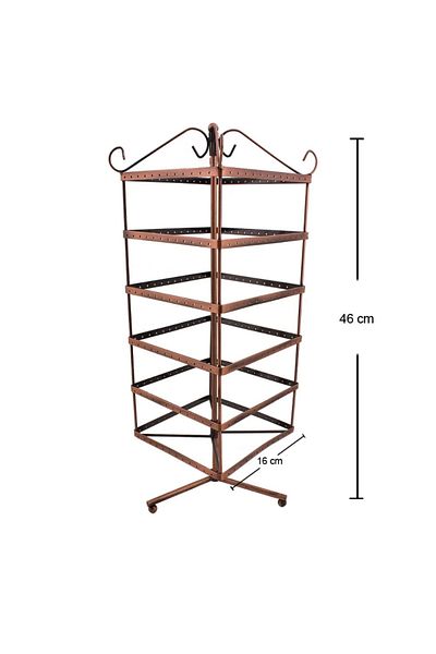 MeGass Dekor Imported Metal Rotating Square Model Copper Color 46X16 cm Earring Stand