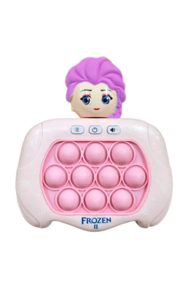 sallma Joc interactiv Pop-It Consola, antistres, cu sunete si lumini, forma Frozen 2, roz