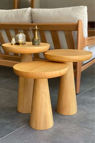 woodenvibe WOODEN VİBE mantar sehpa natural