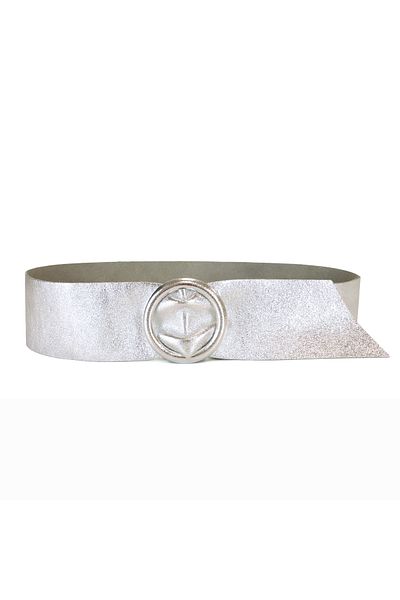 OEM Silver leather dress belt