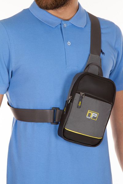 Newish Polo Men's Impertex Fabric Daily Cross Chest and Shoulder Bag with Phone Compartment - Gray