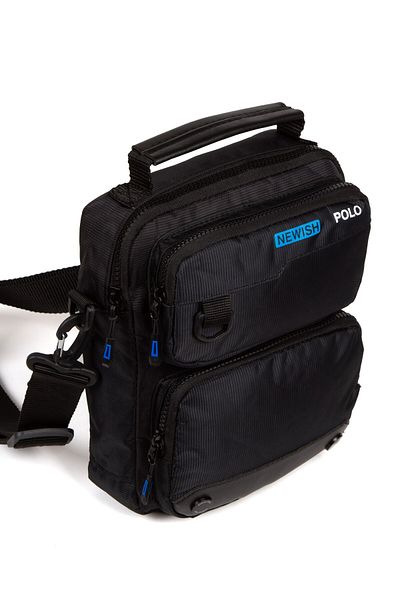 Newish Polo Geantă funcțională pentru bărbați din material textil pentru talie și umăr - negru - albastru