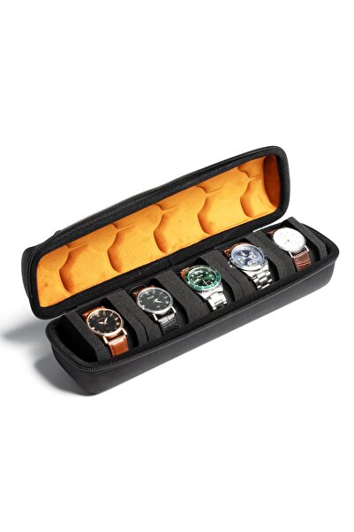 Choice 5 Slot Hermes Orange 2/3/5 Slots Watch Travel Case,Hard Watch Roll, Travel Watch Organizer Case with