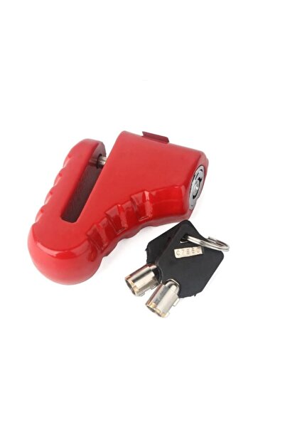 dalip Disc Brake Lock for Bicycles, Scooters, Motorcycles, with Key, Metal, Red