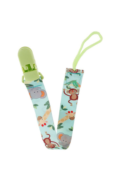 sallma Pacifier or toy chain, with clips, animal print, green