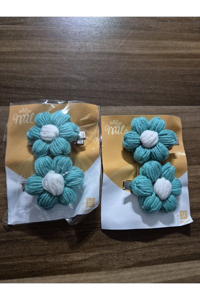 ATÖLYE MİLLA Green-White Daisy Knit Buckle