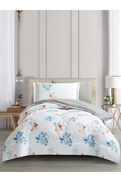 Donetella 4-Piece Digital Print Comforter Set – Twin Size 170x230 cm, Soft Microfiber Bedding Set.