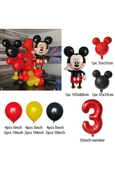 Disney as shown style-3 22pcs Mickey Mouse Foil Balloons 32 inch Number Birthday Party Balloons Kids