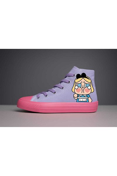 LİASSHOES Purple Linen Pink Sole Yellow Chubby Girls Sneakers