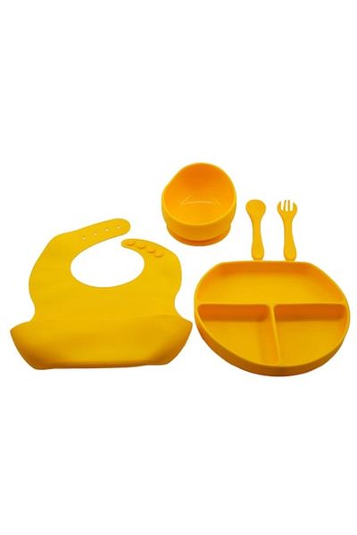 FEN Set 5 piese diversificare bebelusi si copii din silicon, galben