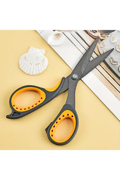 Choice 1pc Yellow Professional Teflon-Coated Metal Scissors - Non-Stick, Sharp Blades for Adhesive Tape & C