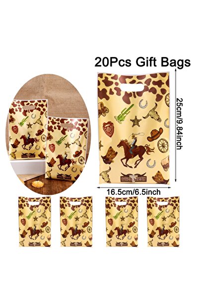 Choice1 20pcs 10/20/50pcs Wild West Cowboy Gift Bags Plastic Cow Hat Horsesho...