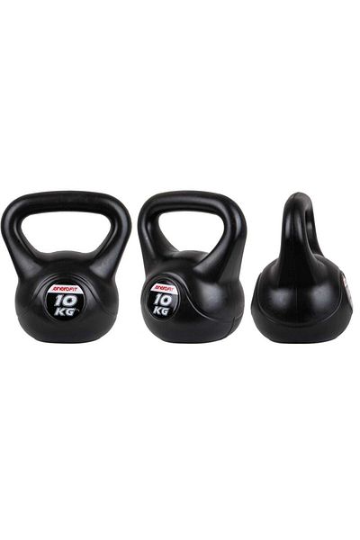ENERO FIT 10kg rubberized kettlebell, ergonomic handle, black