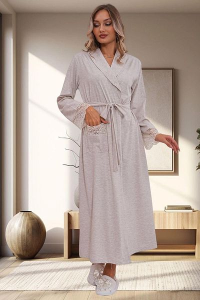 Mavelle Women's Lace Detailed Plus Size Dressing Gown 1543