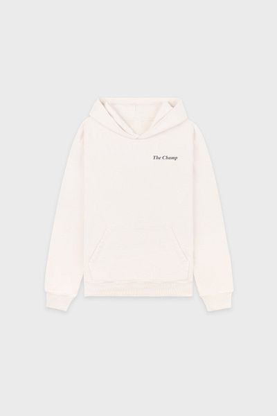 The Champ Clothing Hanorac unisex cu 3 fire ecru, cu glugă – The Champ imprimat, cu emblemă, modă modernă de oraș