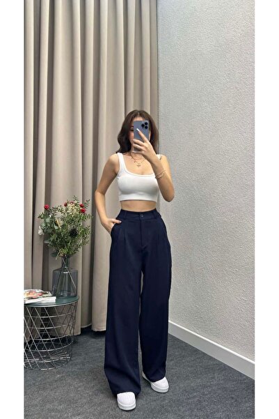 OurStyles AURA>>>>ЖІНОЧІ ШТАНИ З ВИСОКОЮ ТАЛІЄЮ, КИШЕНЯМИ І ПІДГОВОРОМ З ДВОХ ТКАНИН (НОВИЙ СЕЗОН)