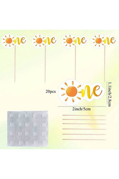 Choice 20pcs 20Pcs/set Sunshine Sweet One Cupcake Toppers For Kids 1St Happy Birthday Celebrating Party DIY