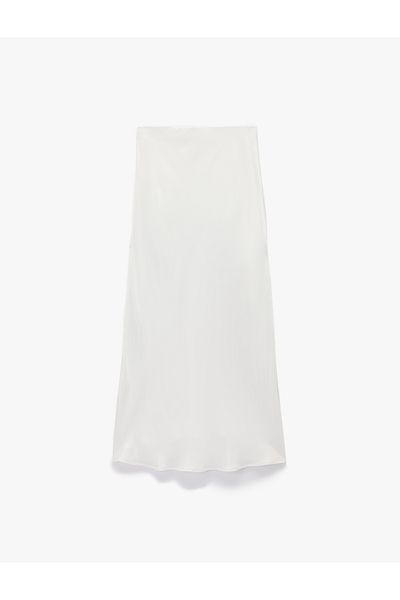 Koton Viscose Midi Length Flared Satin Skirt