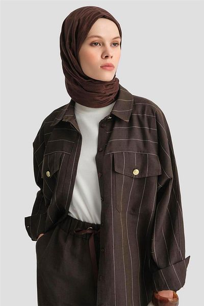 Armine Costum cămașă cu dungi 25Y6010 Cacao