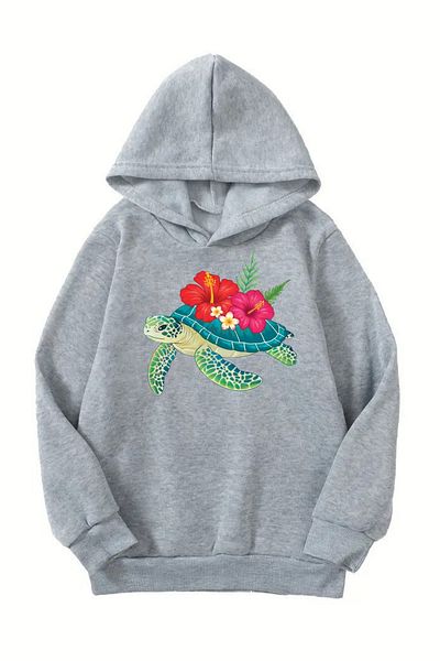 Sweetline Hanorac unisex gri pentru copii cu glugă – țesătură groasă cu imprimeu Capybara