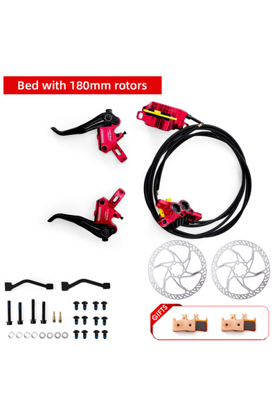 Choice فرامل قرص هيدروليكية للدراجات الجبلية ONIRII IIIPRO R2X4 باللون الأحمر...