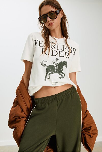Stradivarius Flocked print t-shirt