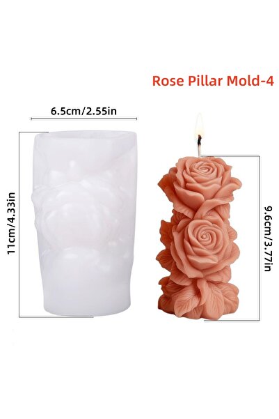 choice2 قالب وردة 4 قوالب سيليكون لشمعة عمودية على شكل وردة ثلاثية الأبعاد DI...