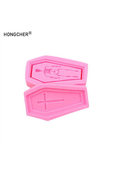 Choice منظم على شكل تابوت على شكل هيكل عظمي وردي لعيد الهالوين، قالب من السيليكون الجل، زينة عطرية من الجبس