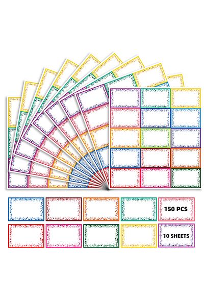 Choice MULTI 150 Pcs Name tag Labels, Colorful Name Badge with Permanent Adhesive Writable Name Tag Sticker