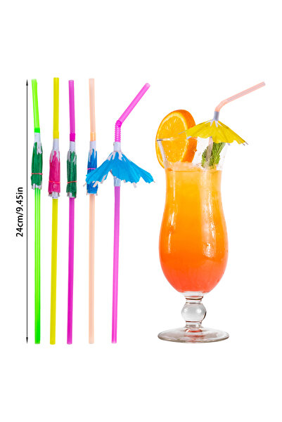 Choice ٥٠ قطعة من المصاصات، ٥٠ قطعة من مصاصات المشروبات على شكل مظلة بألوان ع...