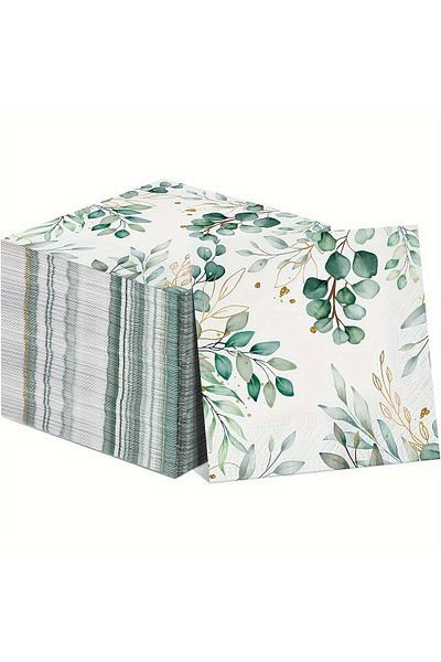 Choice 100pcs Red/Black 20pcs Napkins Chinese Flower Eucalyptus Leaf Paper Napkins Wedding Disposable Table