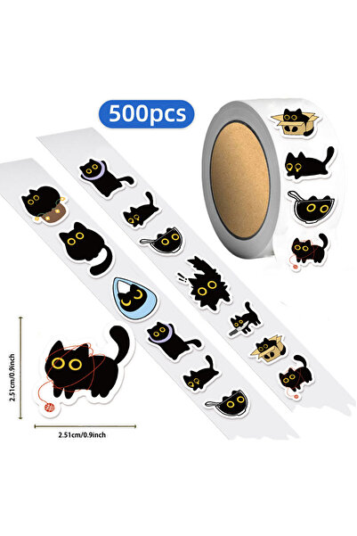 Choice 500 قطعة من ملصقات لفافات القطط السوداء بعشرة أنماط مختلفة، زينة صغيرة...