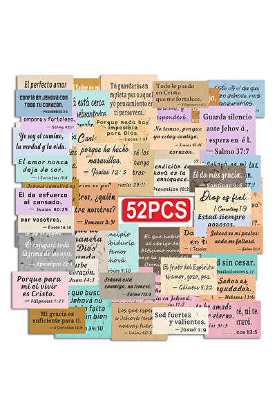 Choice ملصقات إيمانية إسبانية متعددة، 52 قطعة، ملصقات فينيلية لآيات الكتاب ال...