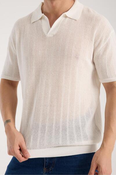 Afri Ανδρικό μπλουζάκι πλεκτό με κοντό μανίκι με λαιμόκοψη πόλο με υφή σε αντ...