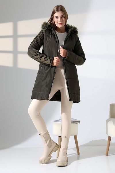 Talsmoda TALS FASHION FEMEII KHAKI CULOARE IMPERMEABILĂ LA APĂ ȘI SIZĂ MANTURI MATLASATE CU BLANĂ