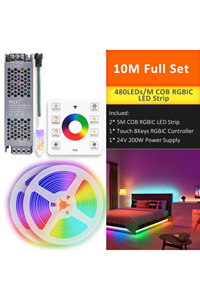 Choice مجموعة كاملة من شرائط LED WS2811 COB RGBIC بطول 10 أمتار، تيار مستمر 2...