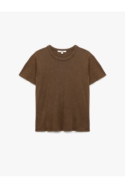 Koton Cotton Faded Effect Short Sleeve Crew Neck T-Shirt