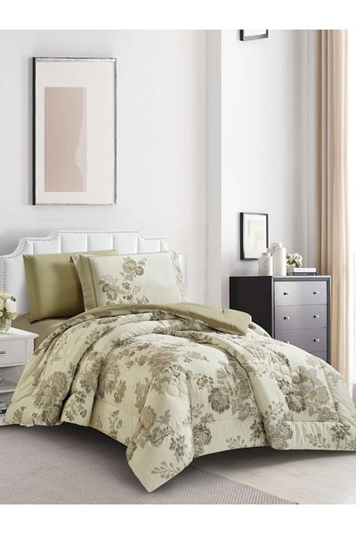 Donetella 4-Piece Digital Print Comforter Set – Twin Size 170x230 cm, Soft Microfiber Bedding Set.