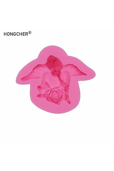 Choice Pink 3D angel boy plaster aromatherapy ornament silicone mold chocolate cake dessert decoration DIY