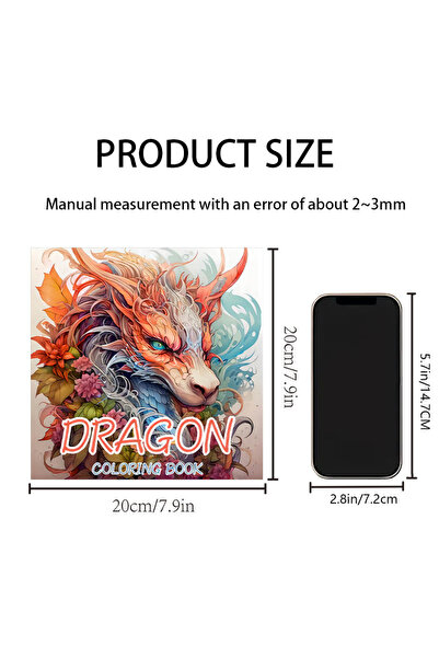 Choice B0399 كتاب تلوين تنين 1 قطعة، 20 صفحة، كتاب صور للكبار مع رسومات حيوان...