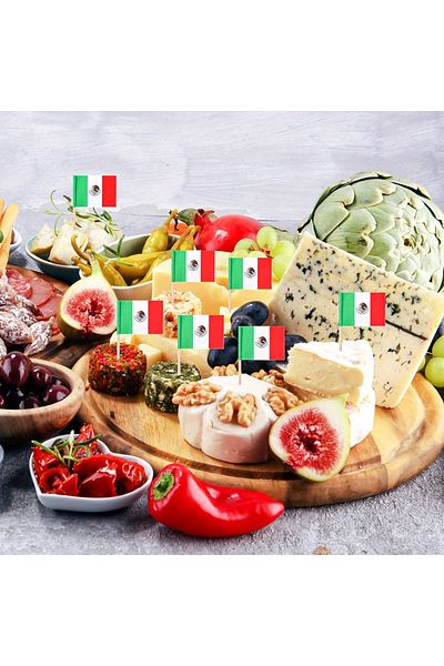 Choice Mexico 100pcs Mexican Toothpick Flags, Cupcake Topper Decorated With Mexican Flag, Mini Baton Flag D