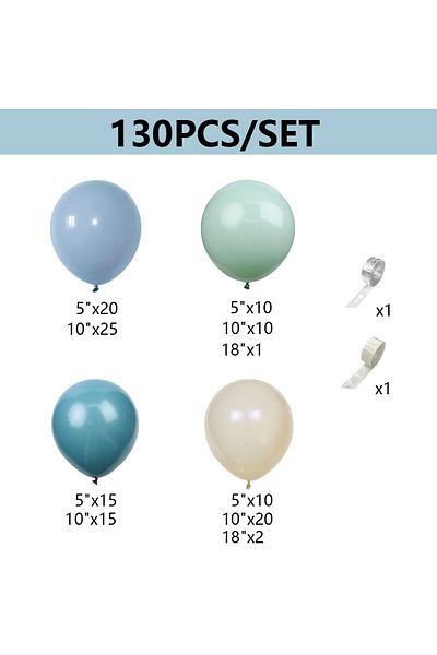 Choice As the picture 130Pcs 130Pcs Ocean Themed Balloons Garland Arch Kit with Fog Blue Green Sand White L