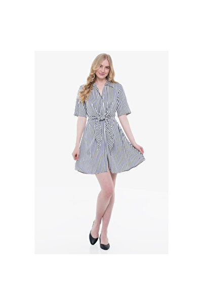 Tommy Hilfiger Th Ww0ww45820 Vıs Twıll S/s Knot Kadın Elbise