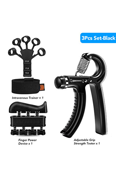 Choice مجموعة من 3 قطع - أسود، مقبض يد ثقيل قابل للتعديل، 5-60 كجم، أداة تمري...