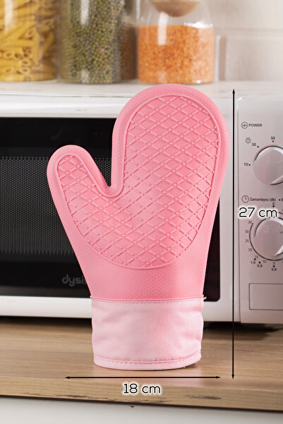 Porsima 3137-2 Silicone Fireproof Non-Stick Oven Mitts Pink