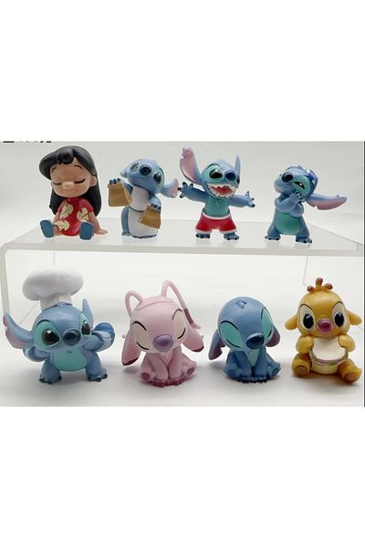Miniso no box 8PCS 8pcs/set New Anime Stitch scrump Lilo Characters Vinyl Figure Model Toys