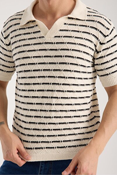 Afri Ανδρικό μπλουζάκι με κοντό μανίκι με λαιμόκοψη πόλο με μοτίβο μπακλαβά κ...