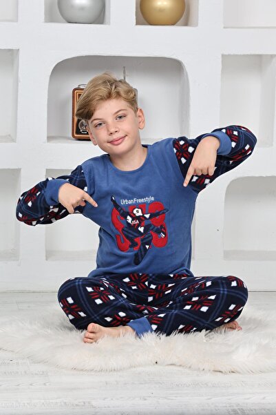 Mutlu City Yeni Sezon Sonbahar/Kış Erkek Çocuk Skate 8 Desenli Polar Pijama Takımı 4536